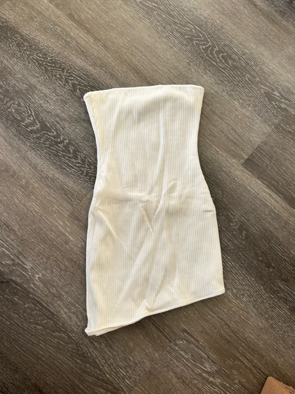 Princess Polly Cream Ribbed Strapless Mini Dress